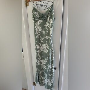 Floral Green and White Maxi Dress